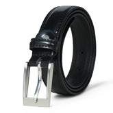 Men’s Black Leather Belt – 30mm Wide, Glossy Finish | Dress & Casual Wear - FANTASTIX