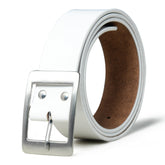 White Leather belt for men 35mm Wide Dress Belt – Classic & Durable - FANTASTIX