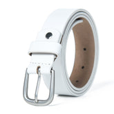 Women’s White Leather Belt – Crisp & Sophisticated Dress Belt - 30mm - FANTASTIX