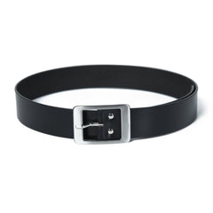 Classic Black Leather Belt for Men with Middle Bar Buckle - FANTASTIX