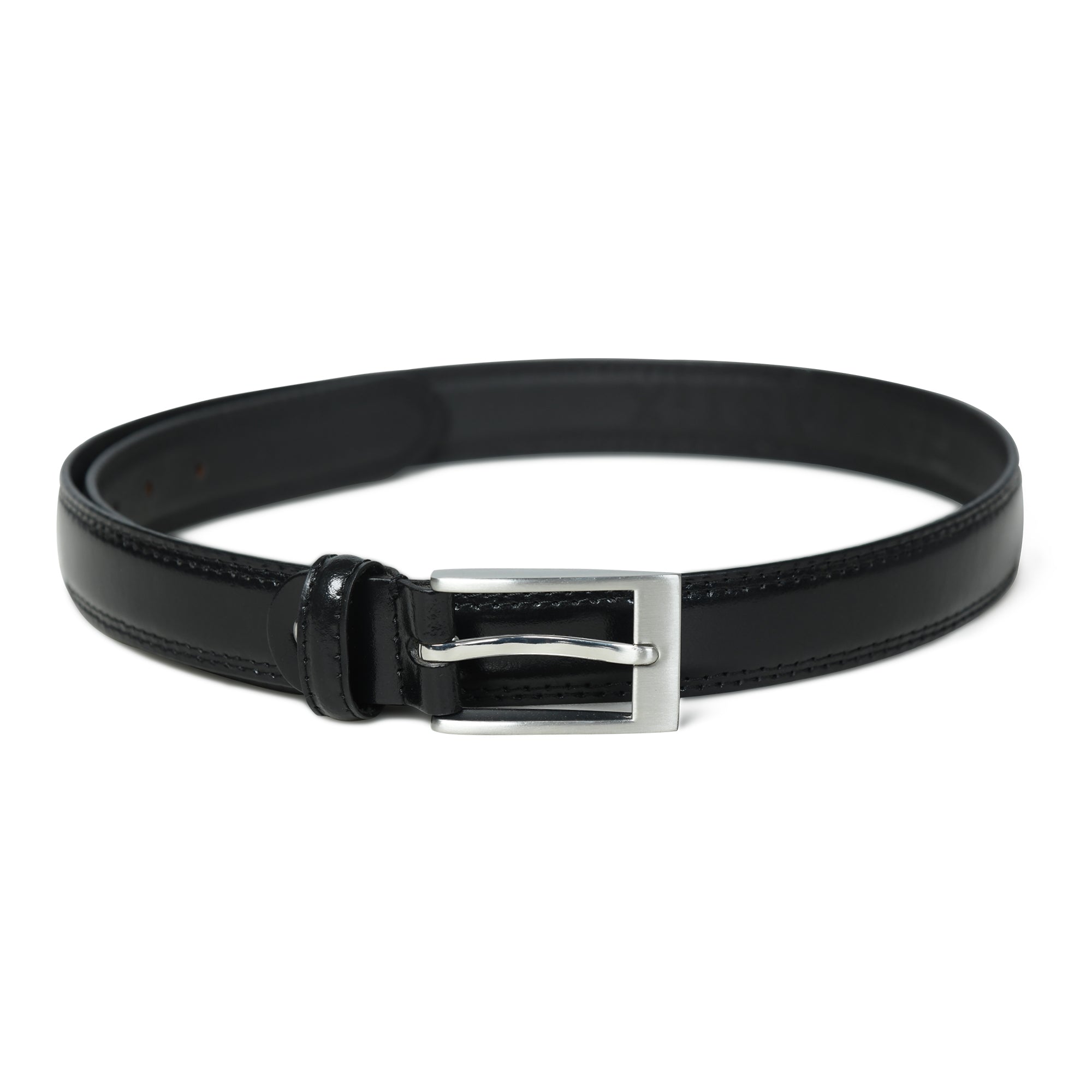 Men’s Black Leather Belt – 30mm Wide, Glossy Finish | Dress & Casual Wear - FANTASTIX