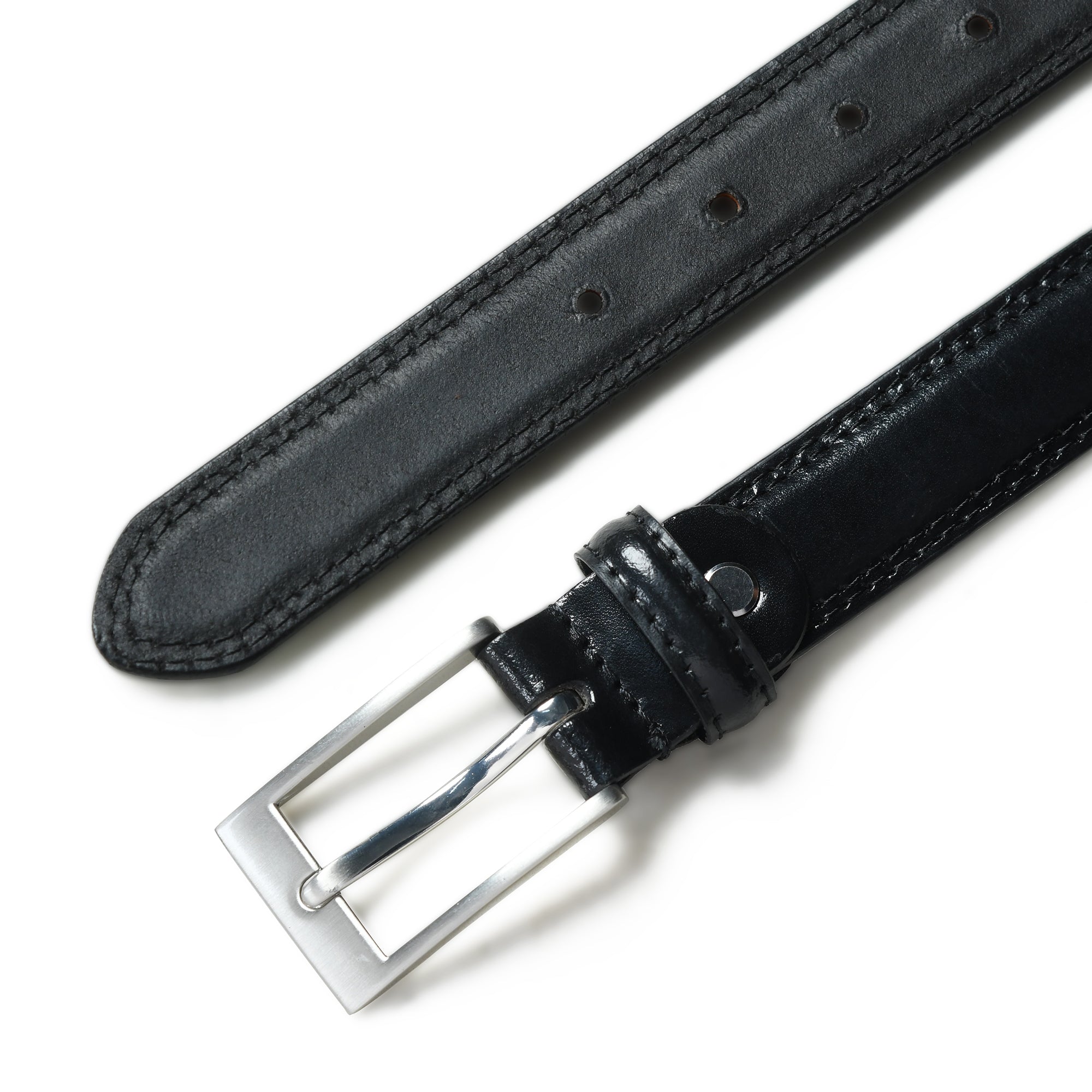Men’s Black Leather Belt – 30mm Wide, Glossy Finish | Dress & Casual Wear - FANTASTIX