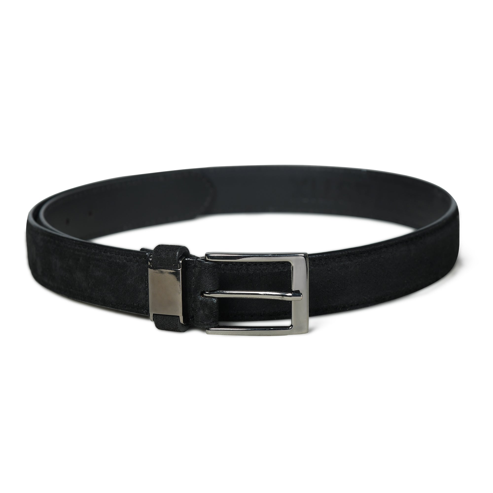 Men's Black Suede Leather Belt - Adjustable Free Size, 1.3" Wide for Casual & Dress Outfits - FANTASTIX