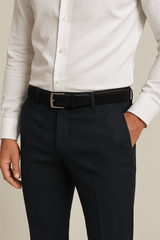 Men's Black Suede Leather Belt - Adjustable Free Size, 1.3" Wide for Casual & Dress Outfits - FANTASTIX