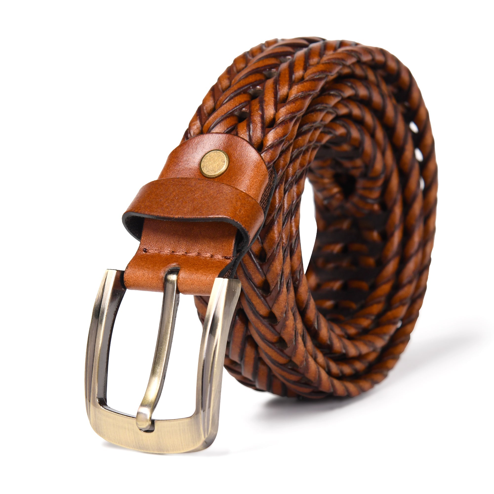 Men’s Braided Leather Belt – Genuine Leather, Adjustable, Stylish & Durable - FANTASTIX