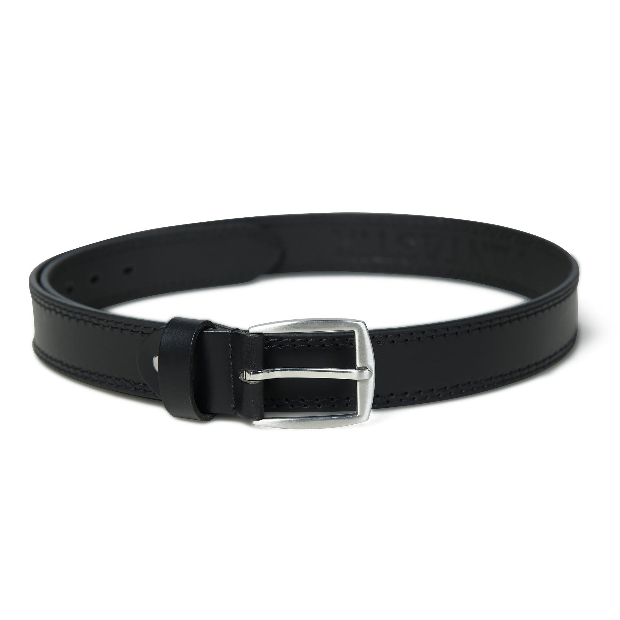 Men’s Genuine Black Leather Belt – 33mm Wide with Stitching Details | Classic & Durable - FANTASTIX