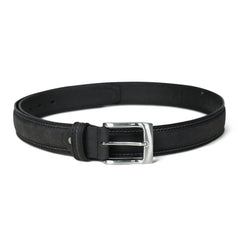 Men’s Premium Top Grain Leather Belt – 33mm Wide Grey Dress Belt with Stitching Details - FANTASTIX