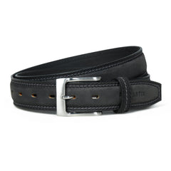 Men’s Premium Top Grain Leather Belt – 33mm Wide Grey Dress Belt with Stitching Details - FANTASTIX