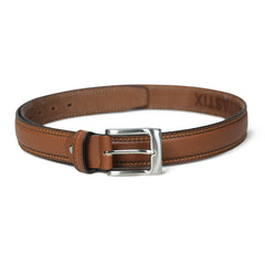 Men’s Tan Leather Belt – 1.3" Wide with Stitching Details– Classic Casual & Dress Belt - FANTASTIX