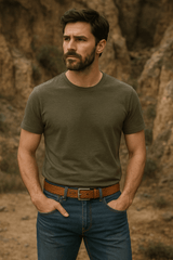Men’s Tan Leather Belt – Genuine Leather | 40mm Width - FANTASTIX