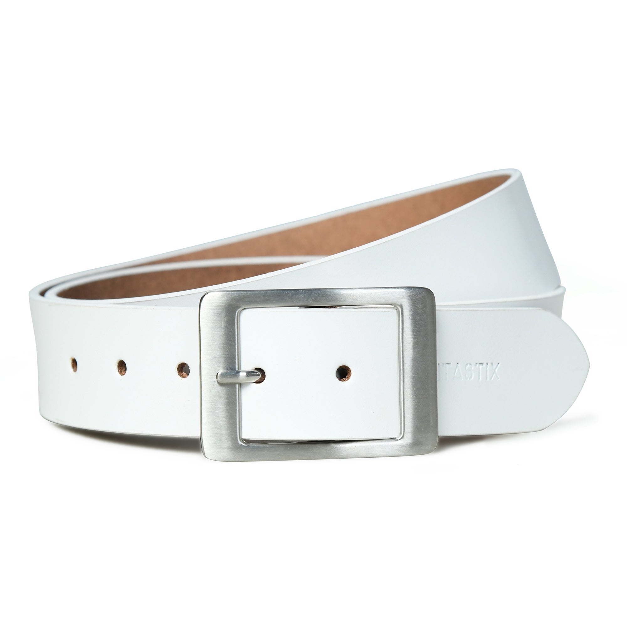 White Leather belt for men 35mm Wide Dress Belt – Classic & Durable - FANTASTIX