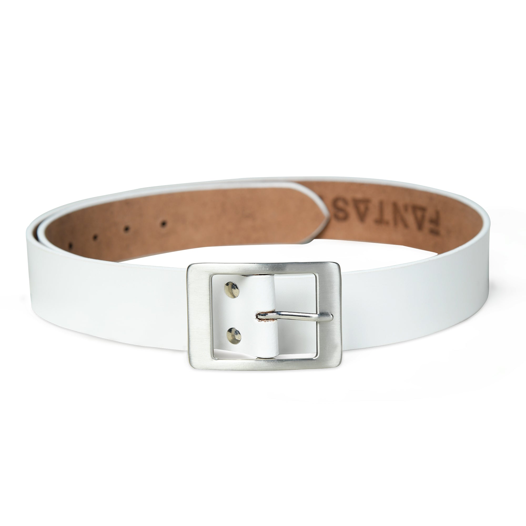 White Leather belt for men 35mm Wide Dress Belt – Classic & Durable - FANTASTIX