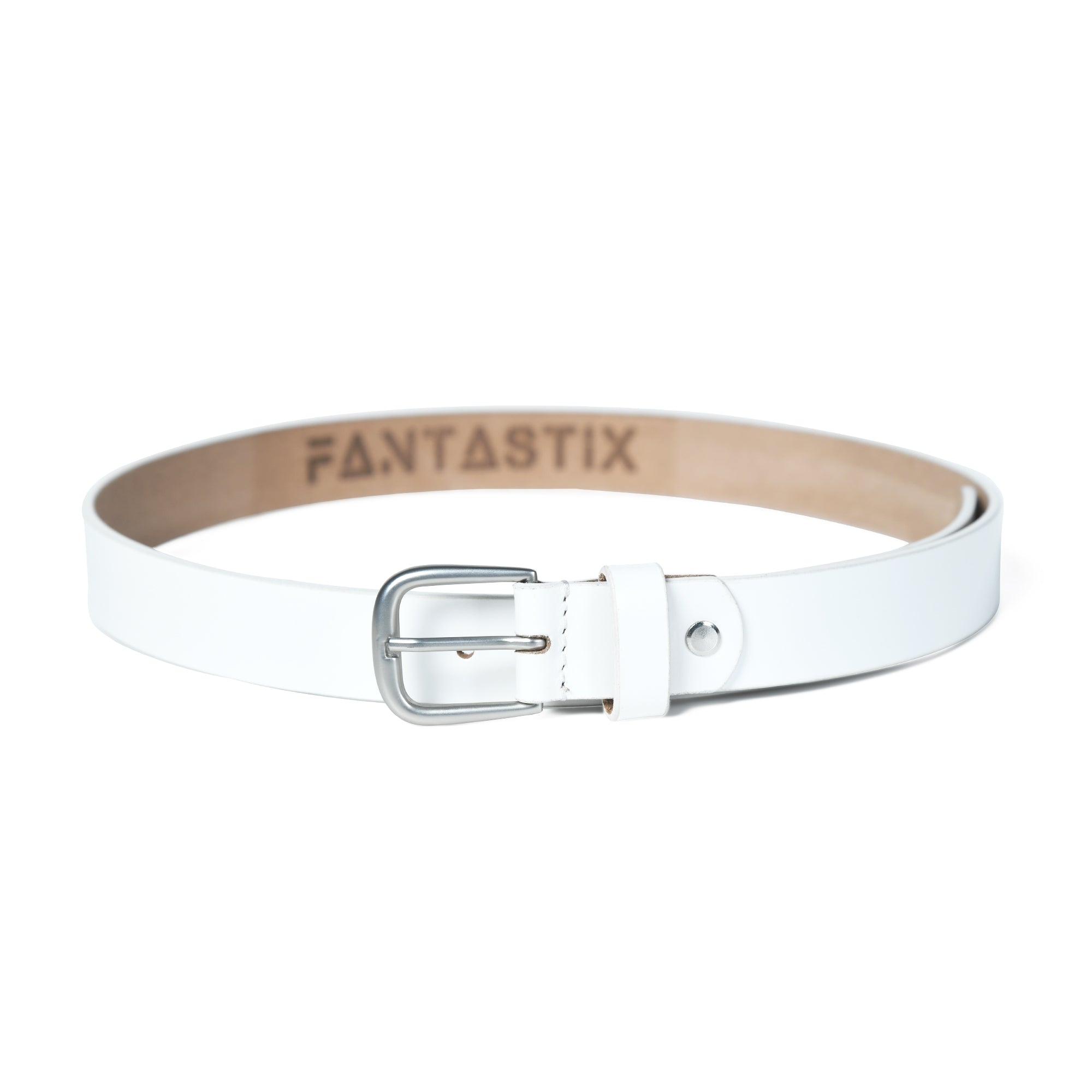 Women’s White Leather Belt – Crisp & Sophisticated Dress Belt - 30mm - FANTASTIX