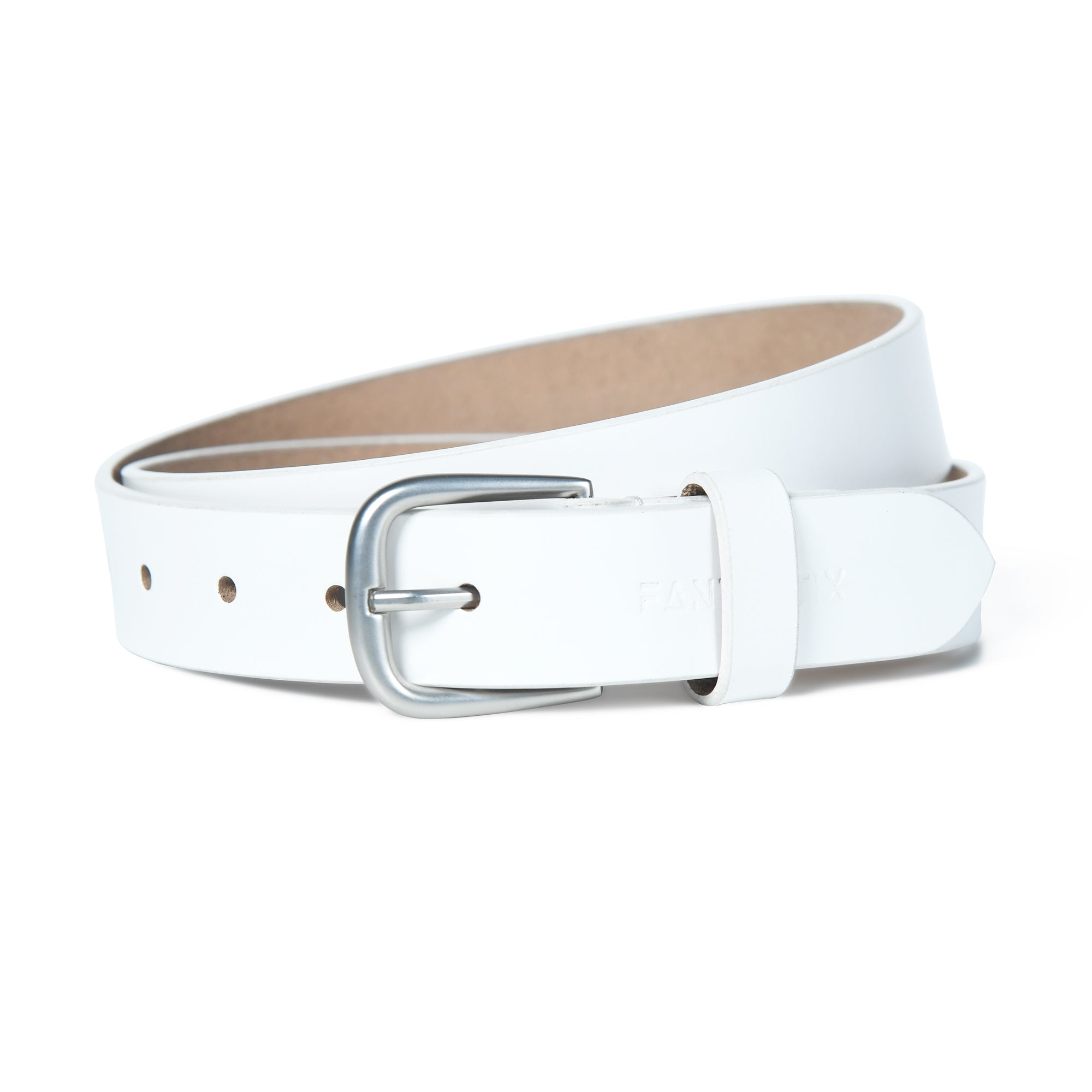 Women’s White Leather Belt – Crisp & Sophisticated Dress Belt - 30mm - FANTASTIX